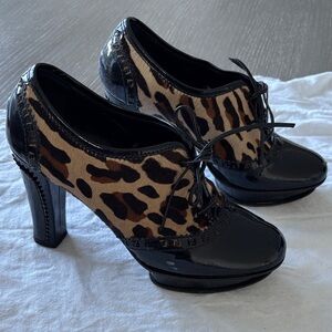 Fendi Black and Brown Leopard Print Heels